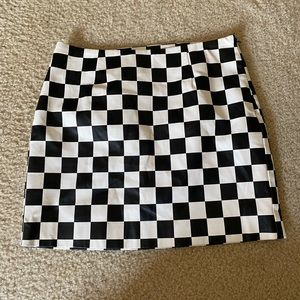black and white checkered mini skirt
